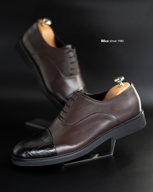 Classic Men's Shoes Model: 947 Oxford – Polished and Croco Genuine Leather EPR Sole