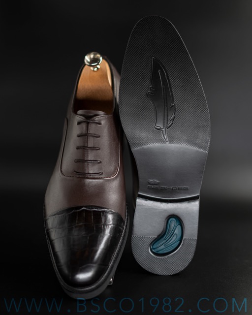 Classic Men's Shoes Model: 947 Oxford – Polished  and Croco Genuine Leather EPR Sole