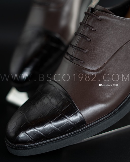 Classic Men's Shoes Model: 947 Oxford – Polished  and Croco Genuine Leather EPR Sole