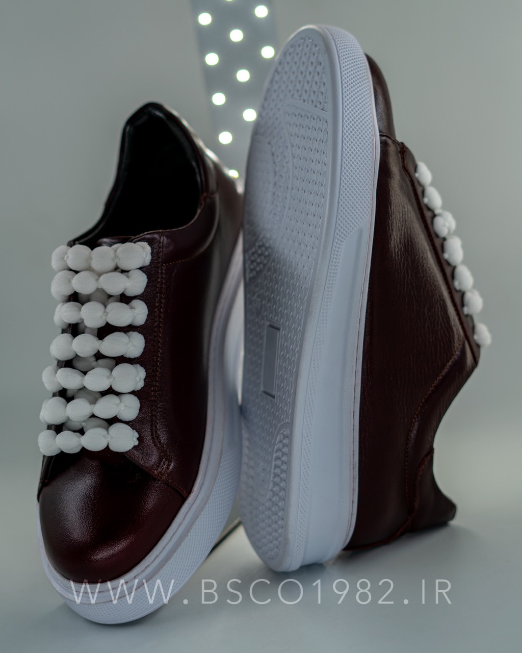 Women's Sneakers Shoes, Code: 0087 genuine leather Slides  White RUBBER Sole