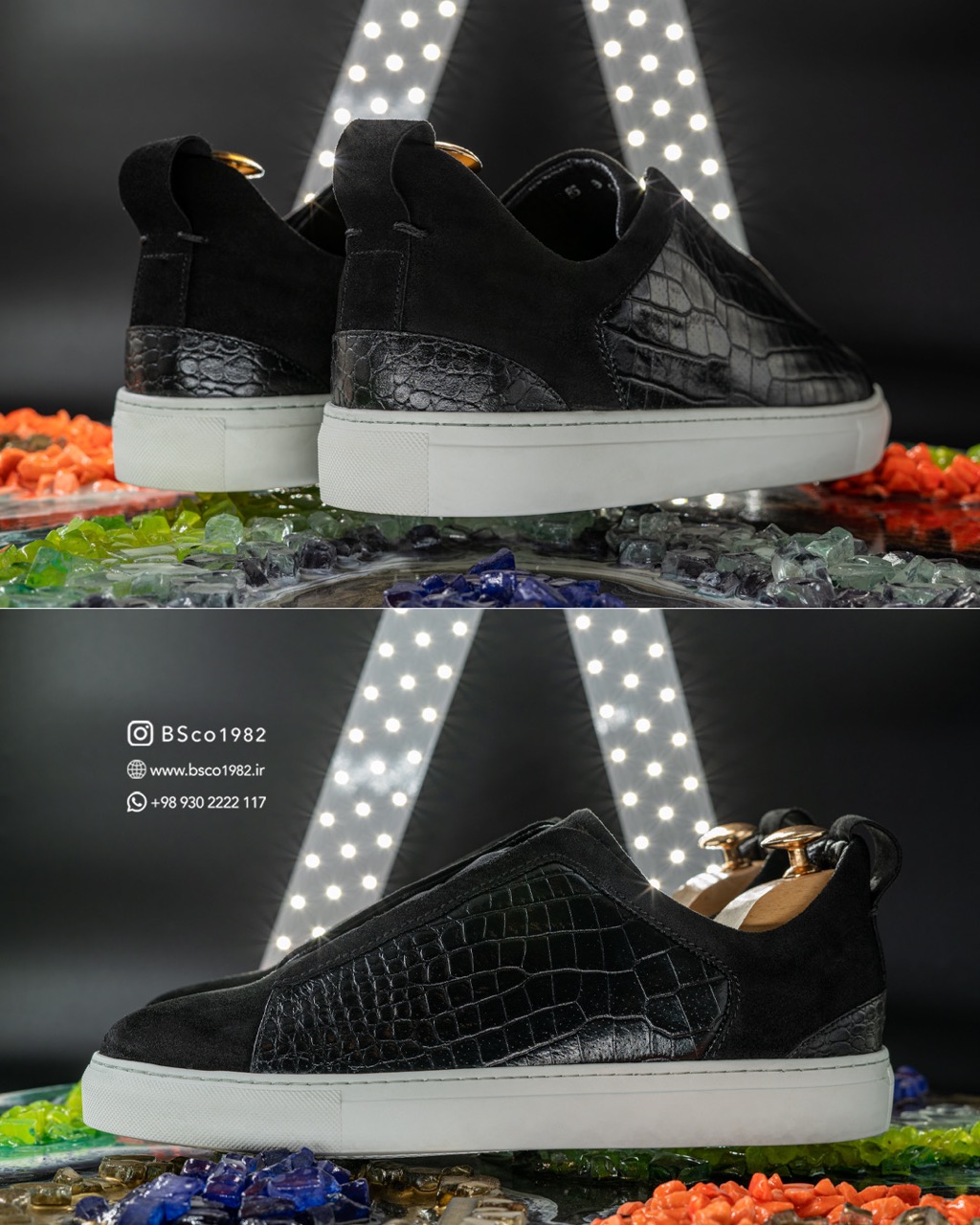 Model 089 – Men's Vans - made of Croco-embossed Genuine Leather combined with soft suede,